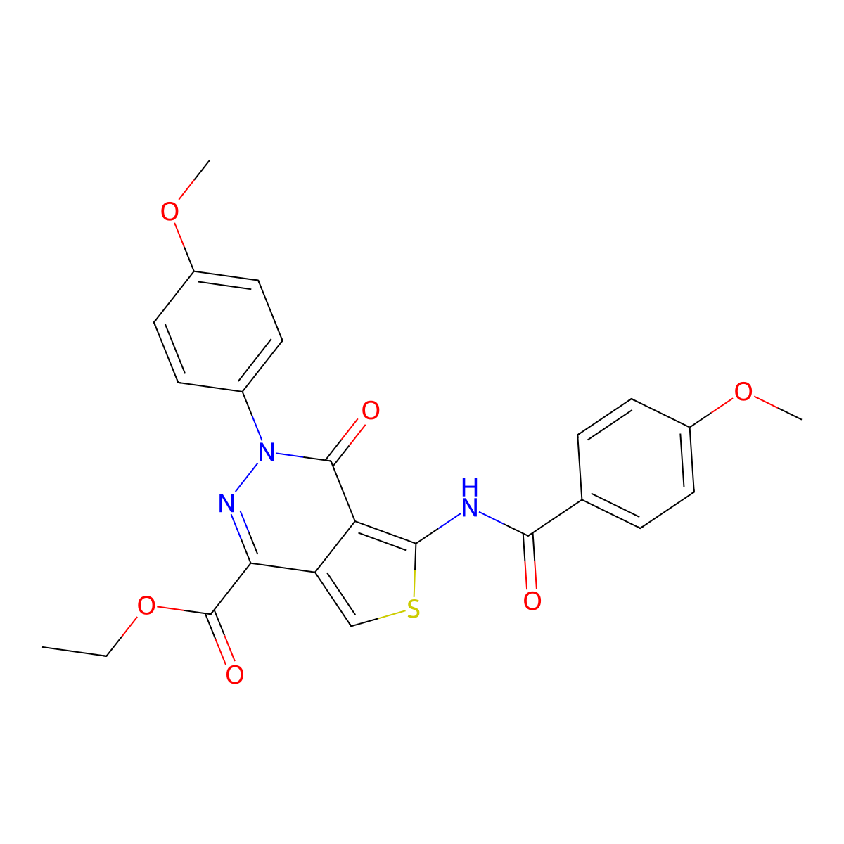 Ethyl 5-[(4-methoxybenzoyl)amino]-3-(4-methoxyphenyl)-4-oxothieno[3,4-d]pyridazine-1-carboxylate molecular structure, CAS 851951-81-0