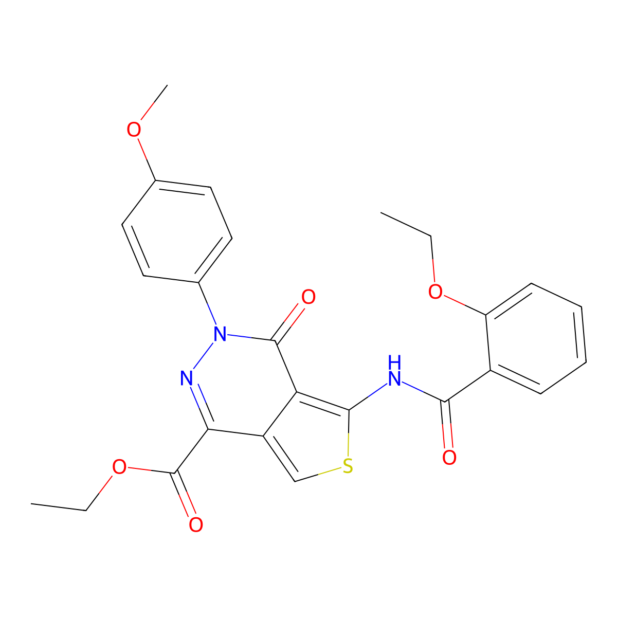 Ethyl 5-(2-ethoxybenzamido)-3-(4-methoxyphenyl)-4-oxo-3,4-dihydrothieno[3,4-d]pyridazine-1-carboxylate molecular structure, CAS 851951-82-1