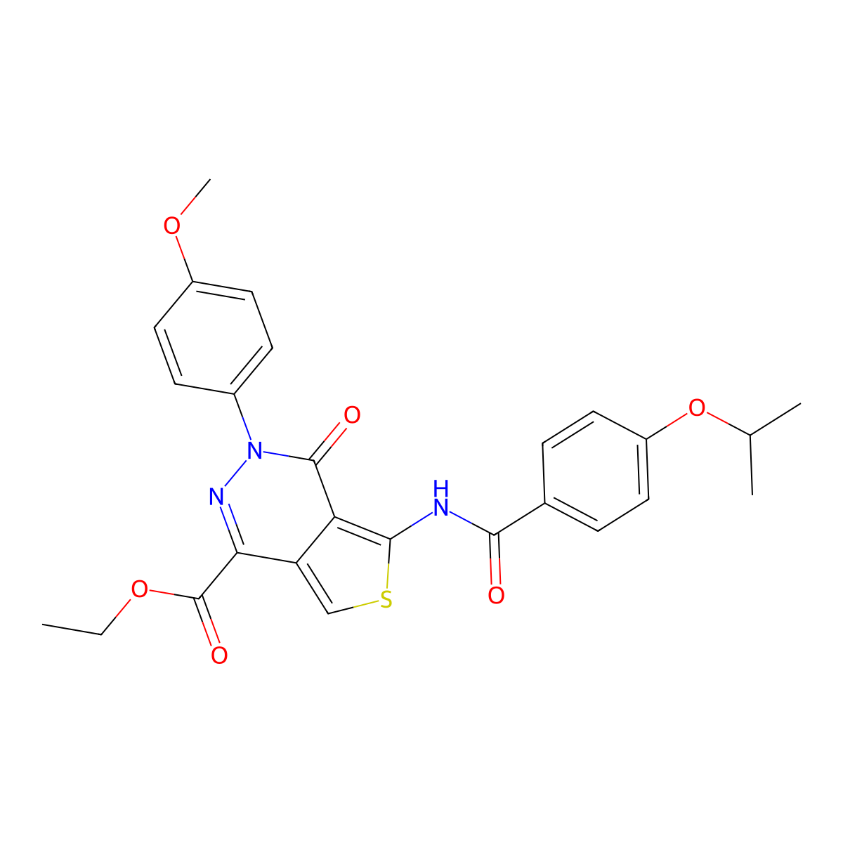 Ethyl 5-(4-isopropoxybenzamido)-3-(4-methoxyphenyl)-4-oxo-3,4-dihydrothieno[3,4-d]pyridazine-1-carboxylate molecular structure, CAS 851951-84-3