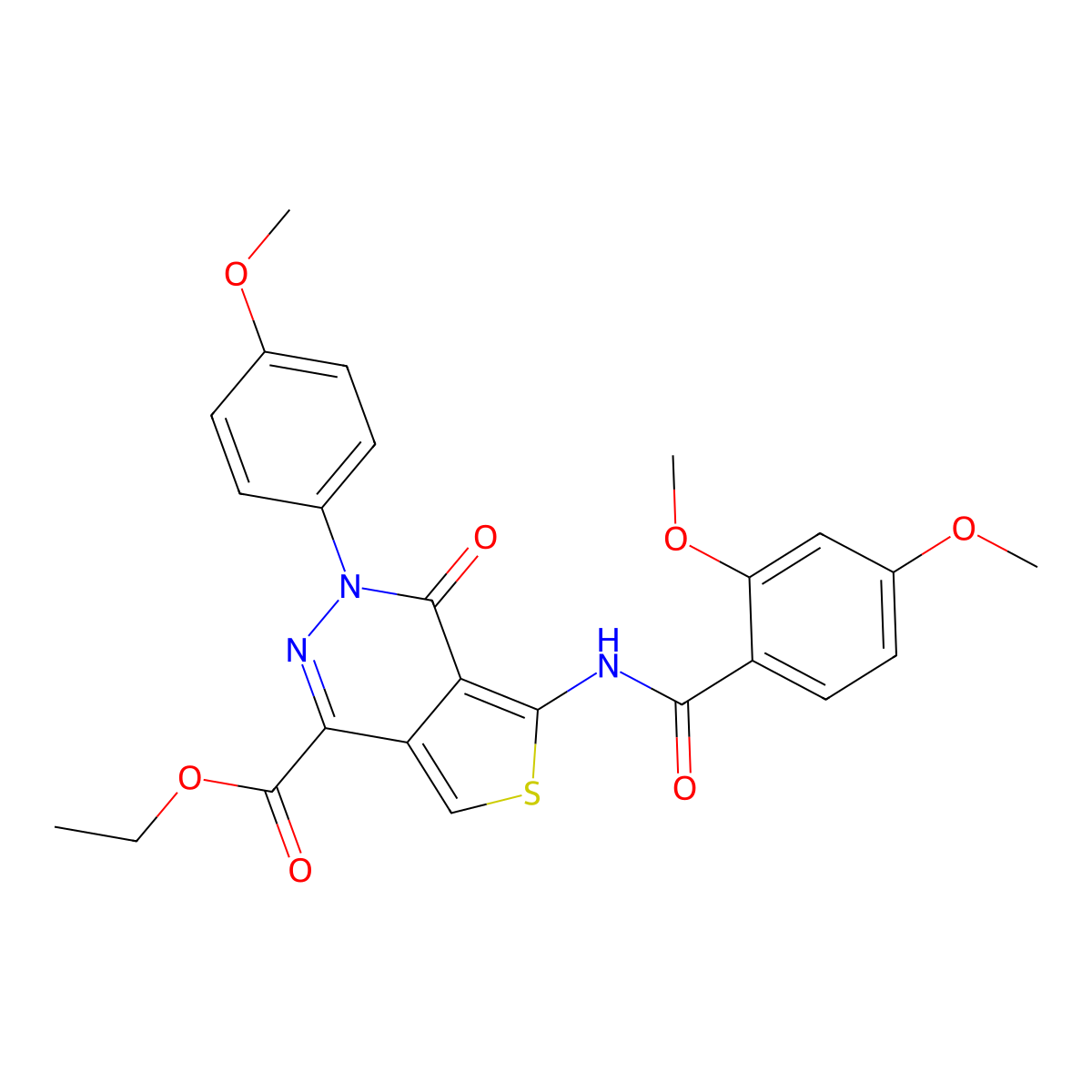 Ethyl 5-[(2,4-dimethoxybenzoyl)amino]-3-(4-methoxyphenyl)-4-oxothieno[3,4-d]pyridazine-1-carboxylate molecular structure, CAS 851951-85-4