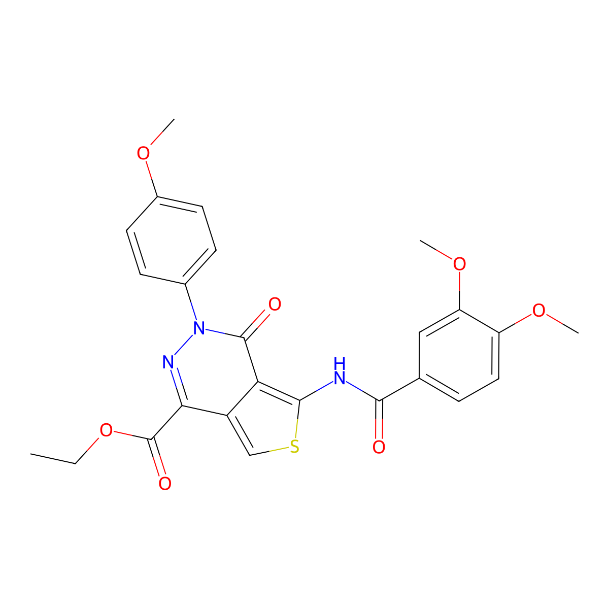 Ethyl 5-(3,4-dimethoxybenzamido)-3-(4-methoxyphenyl)-4-oxo-3,4-dihydrothieno[3,4-d]pyridazine-1-carboxylate molecular structure, CAS 851951-86-5