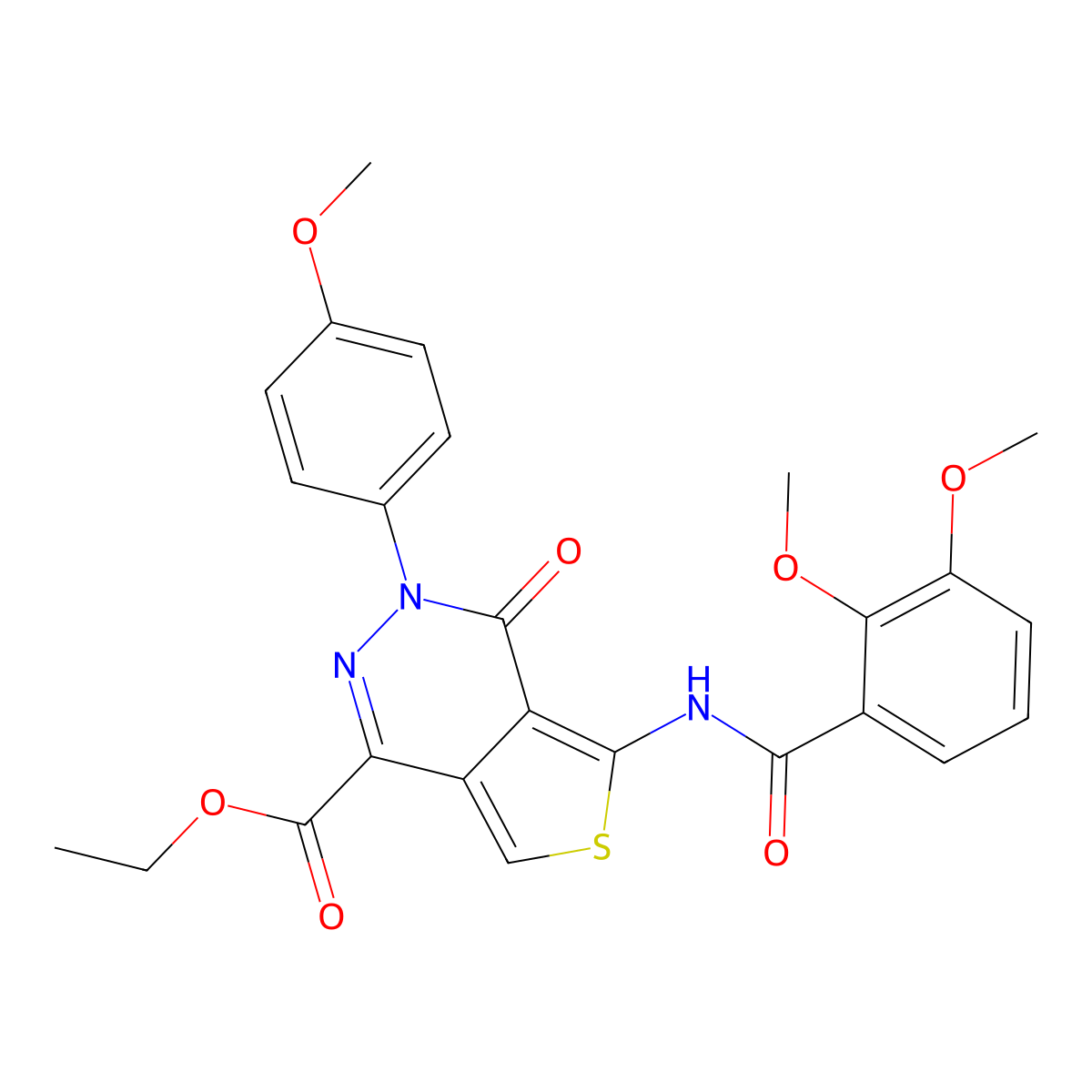Ethyl 5-[(2,3-dimethoxybenzoyl)amino]-3-(4-methoxyphenyl)-4-oxothieno[3,4-d]pyridazine-1-carboxylate molecular structure, CAS 851951-87-6