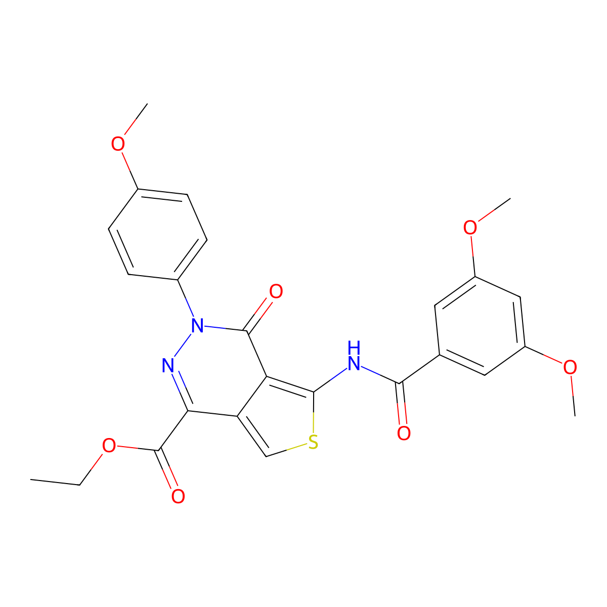 Ethyl 5-(3,5-dimethoxybenzamido)-3-(4-methoxyphenyl)-4-oxo-3,4-dihydrothieno[3,4-d]pyridazine-1-carboxylate molecular structure, CAS 851951-88-7