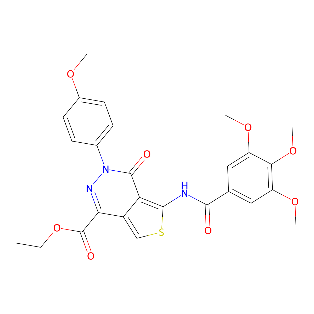 Ethyl 3-(4-methoxyphenyl)-4-oxo-5-[(3,4,5-trimethoxybenzoyl)amino]thieno[3,4-d]pyridazine-1-carboxylate molecular structure, CAS 851951-91-2