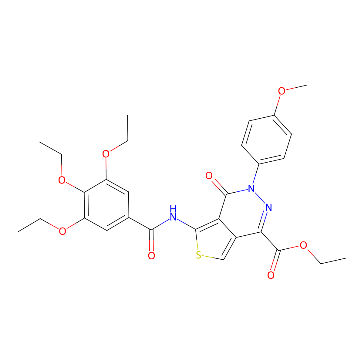 Ethyl 3-(4-methoxyphenyl)-4-oxo-5-[(3,4,5-triethoxybenzoyl)amino]thieno[3,4-d]pyridazine-1-carboxylate molecular structure, CAS 851951-92-3