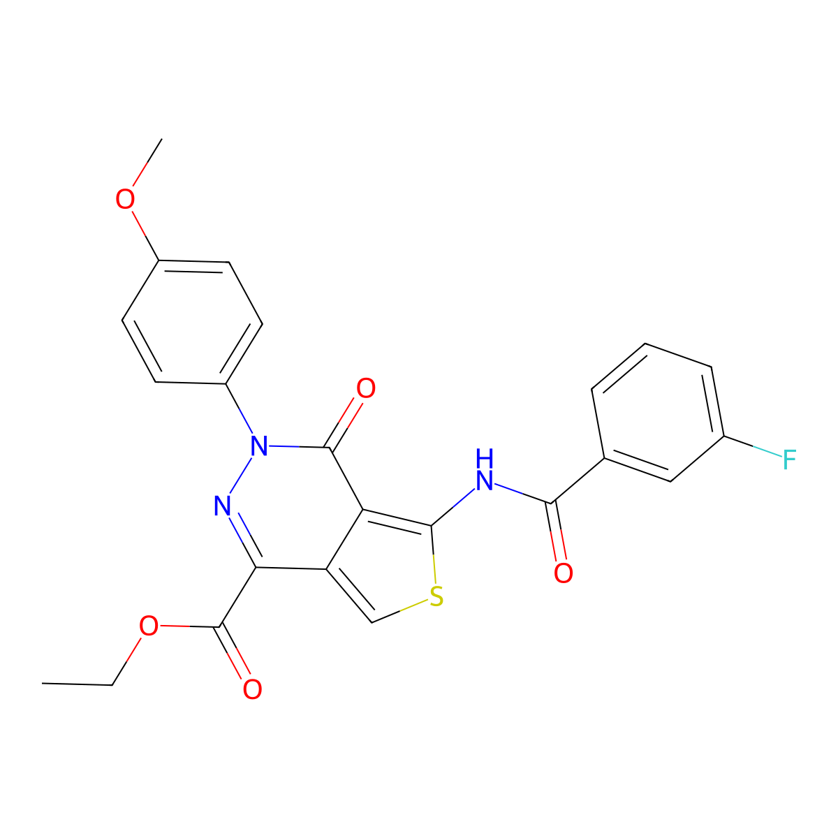Ethyl 5-[(3-fluorobenzoyl)amino]-3-(4-methoxyphenyl)-4-oxothieno[3,4-d]pyridazine-1-carboxylate molecular structure, CAS 851951-94-5