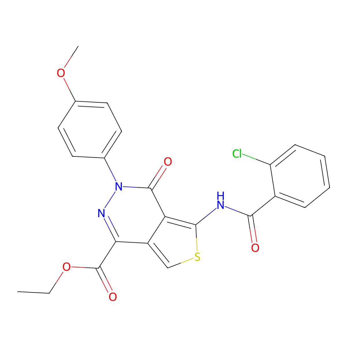 Ethyl 5-[(2-chlorobenzoyl)amino]-3-(4-methoxyphenyl)-4-oxothieno[3,4-d]pyridazine-1-carboxylate molecular structure, CAS 851951-96-7
