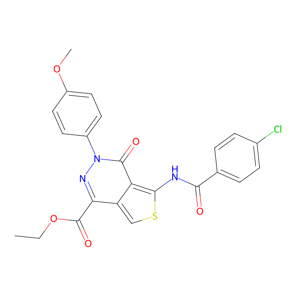 Ethyl 5-[(4-chlorobenzoyl)amino]-3-(4-methoxyphenyl)-4-oxothieno[3,4-d]pyridazine-1-carboxylate molecular structure, CAS 851952-00-6