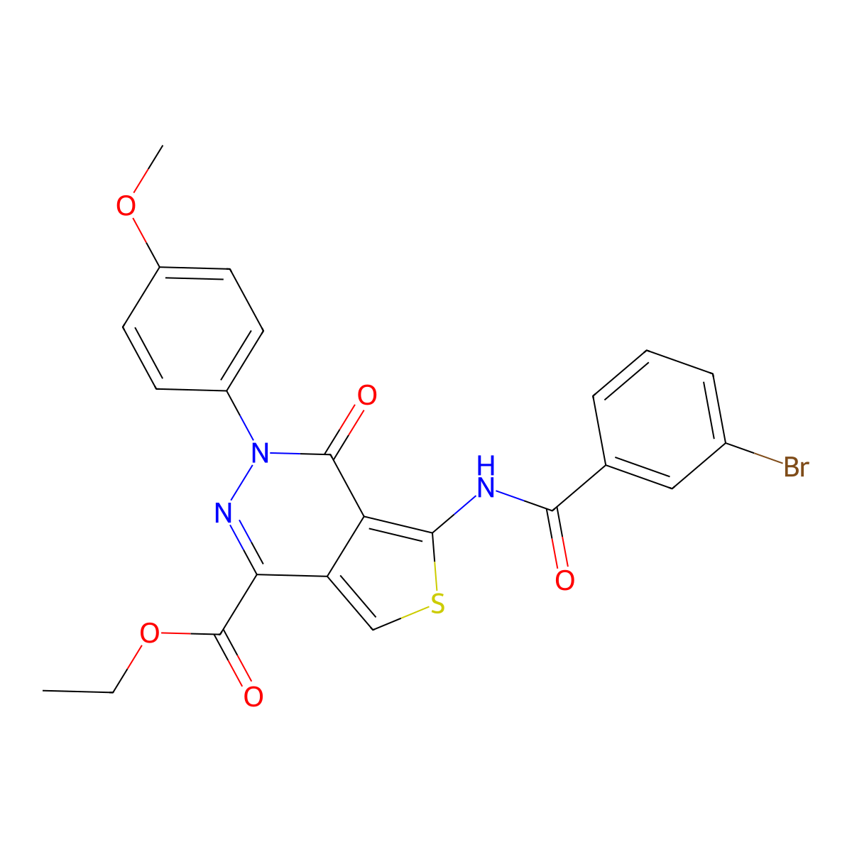 Ethyl 5-(3-bromobenzamido)-3-(4-methoxyphenyl)-4-oxo-3,4-dihydrothieno[3,4-d]pyridazine-1-carboxylate molecular structure, CAS 851952-02-8