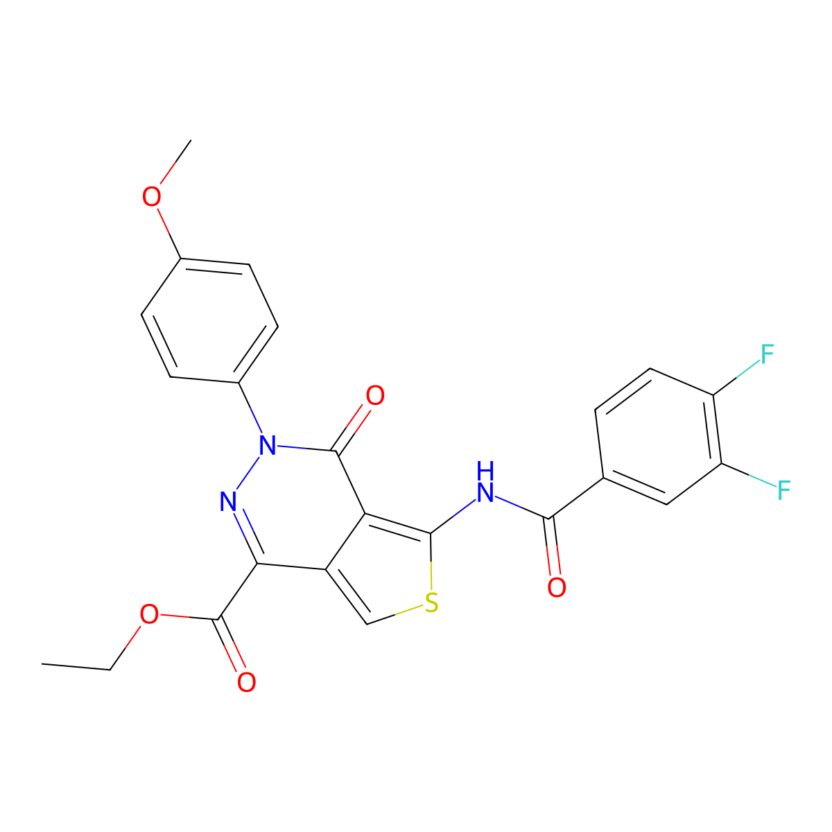 Ethyl 5-[(3,4-difluorobenzoyl)amino]-3-(4-methoxyphenyl)-4-oxothieno[3,4-d]pyridazine-1-carboxylate molecular structure, CAS 851952-05-1