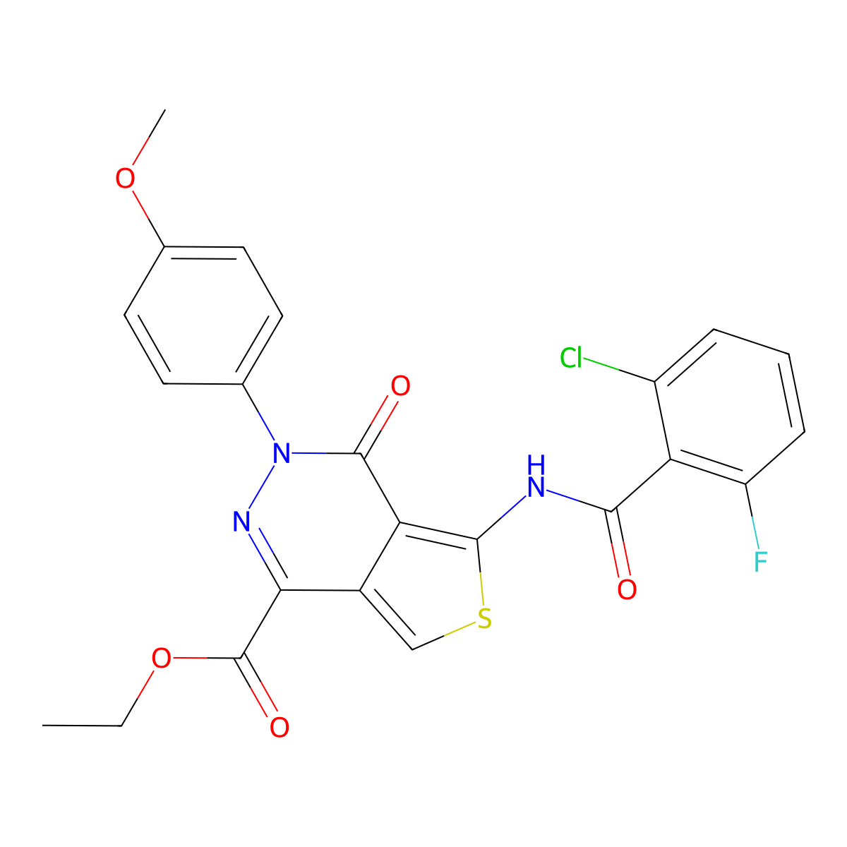 Ethyl 5-[(2-chloro-6-fluorobenzoyl)amino]-3-(4-methoxyphenyl)-4-oxothieno[3,4-d]pyridazine-1-carboxylate molecular structure, CAS 851952-08-4