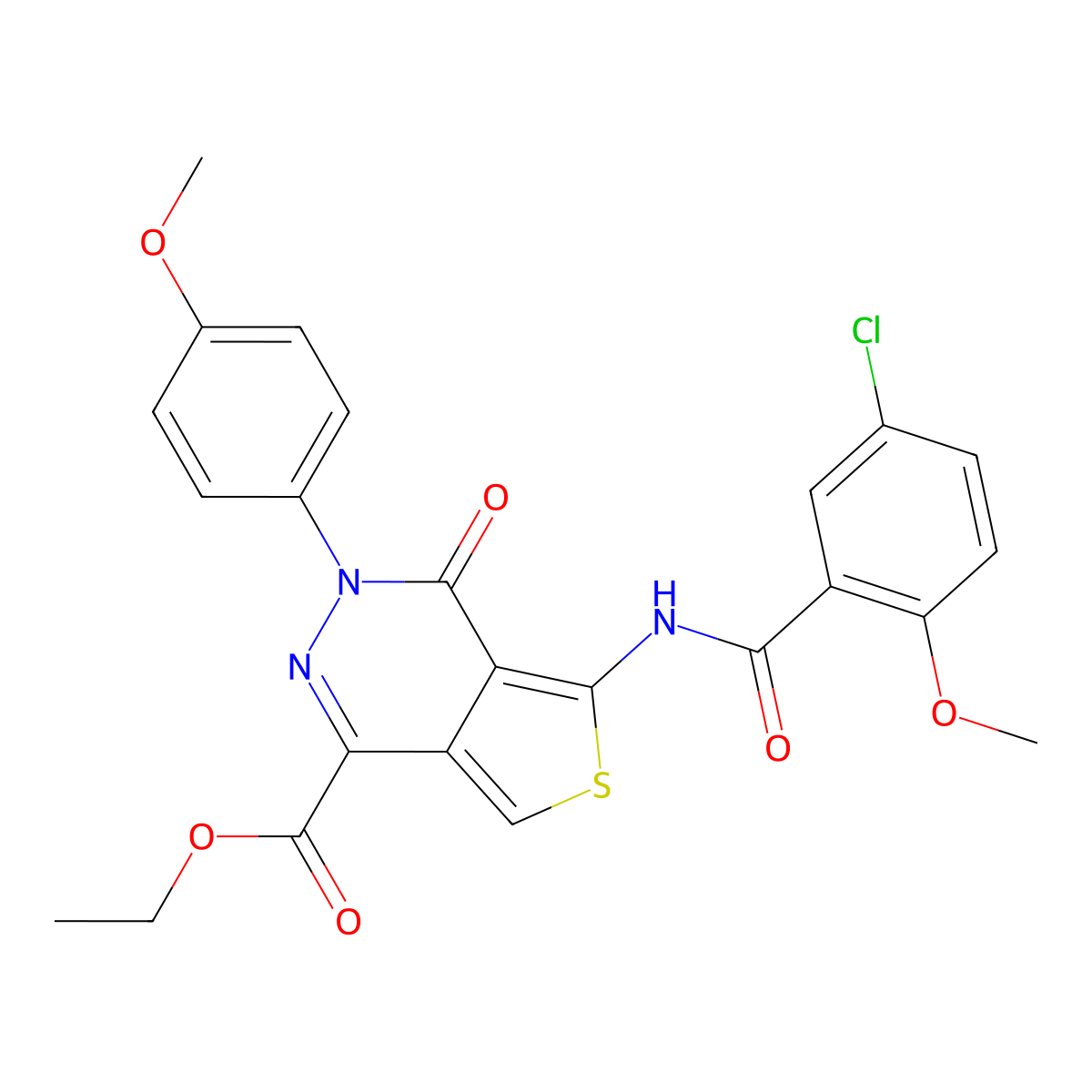 Ethyl 5-[(5-chloro-2-methoxybenzoyl)amino]-3-(4-methoxyphenyl)-4-oxothieno[3,4-d]pyridazine-1-carboxylate molecular structure, CAS 851952-09-5