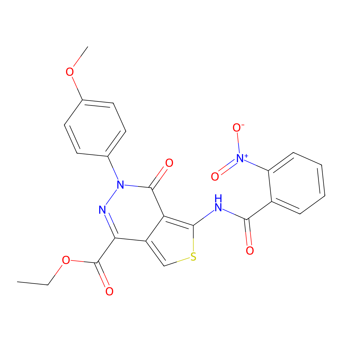Ethyl 3-(4-methoxyphenyl)-5-(2-nitrobenzamido)-4-oxo-3,4-dihydrothieno[3,4-d]pyridazine-1-carboxylate molecular structure, CAS 851952-10-8