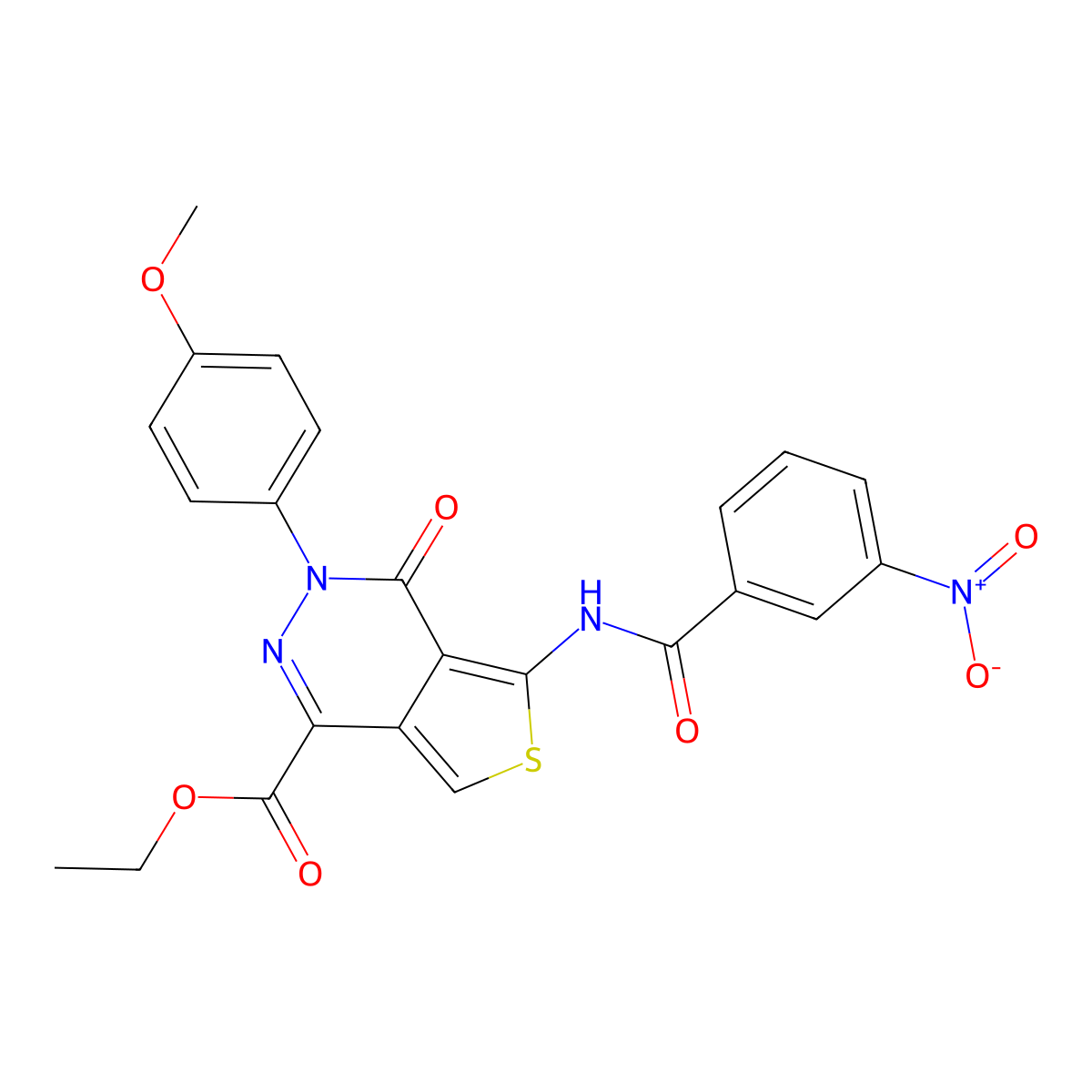 Ethyl 3-(4-methoxyphenyl)-5-[(3-nitrobenzoyl)amino]-4-oxothieno[3,4-d]pyridazine-1-carboxylate molecular structure, CAS 851952-11-9