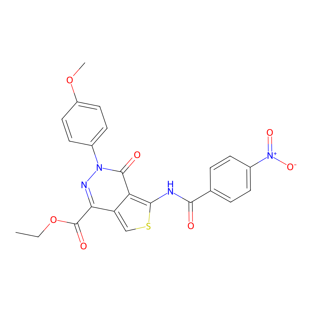 Ethyl 3-(4-methoxyphenyl)-5-[(4-nitrobenzoyl)amino]-4-oxothieno[3,4-d]pyridazine-1-carboxylate molecular structure, CAS 851952-12-0