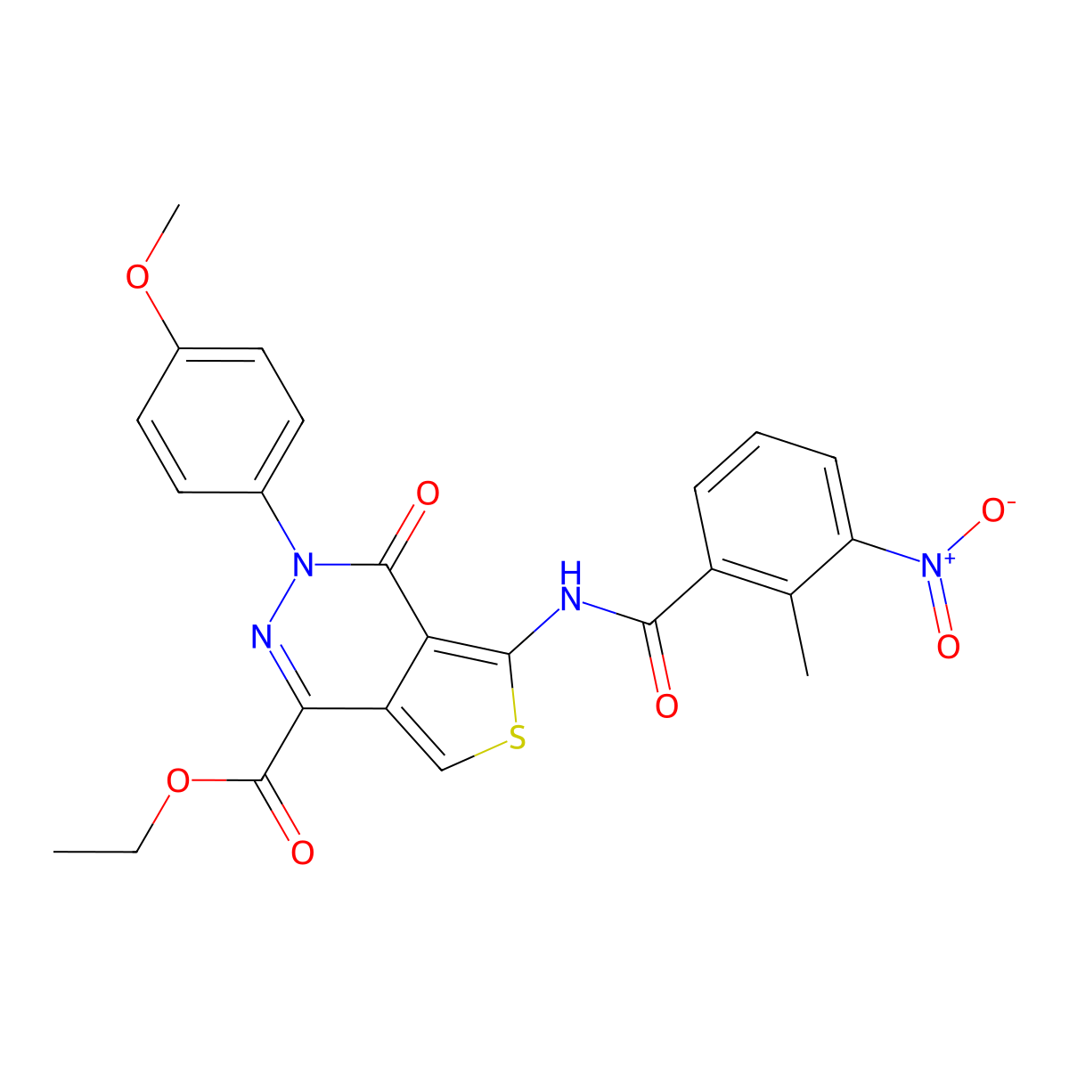 Ethyl 3-(4-methoxyphenyl)-5-[(2-methyl-3-nitrobenzoyl)amino]-4-oxothieno[3,4-d]pyridazine-1-carboxylate molecular structure, CAS 851952-13-1