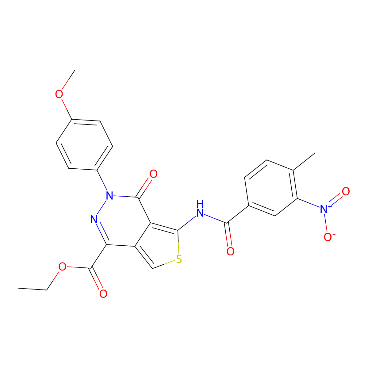 Ethyl 3-(4-methoxyphenyl)-5-[(4-methyl-3-nitrobenzoyl)amino]-4-oxothieno[3,4-d]pyridazine-1-carboxylate molecular structure, CAS 851952-14-2