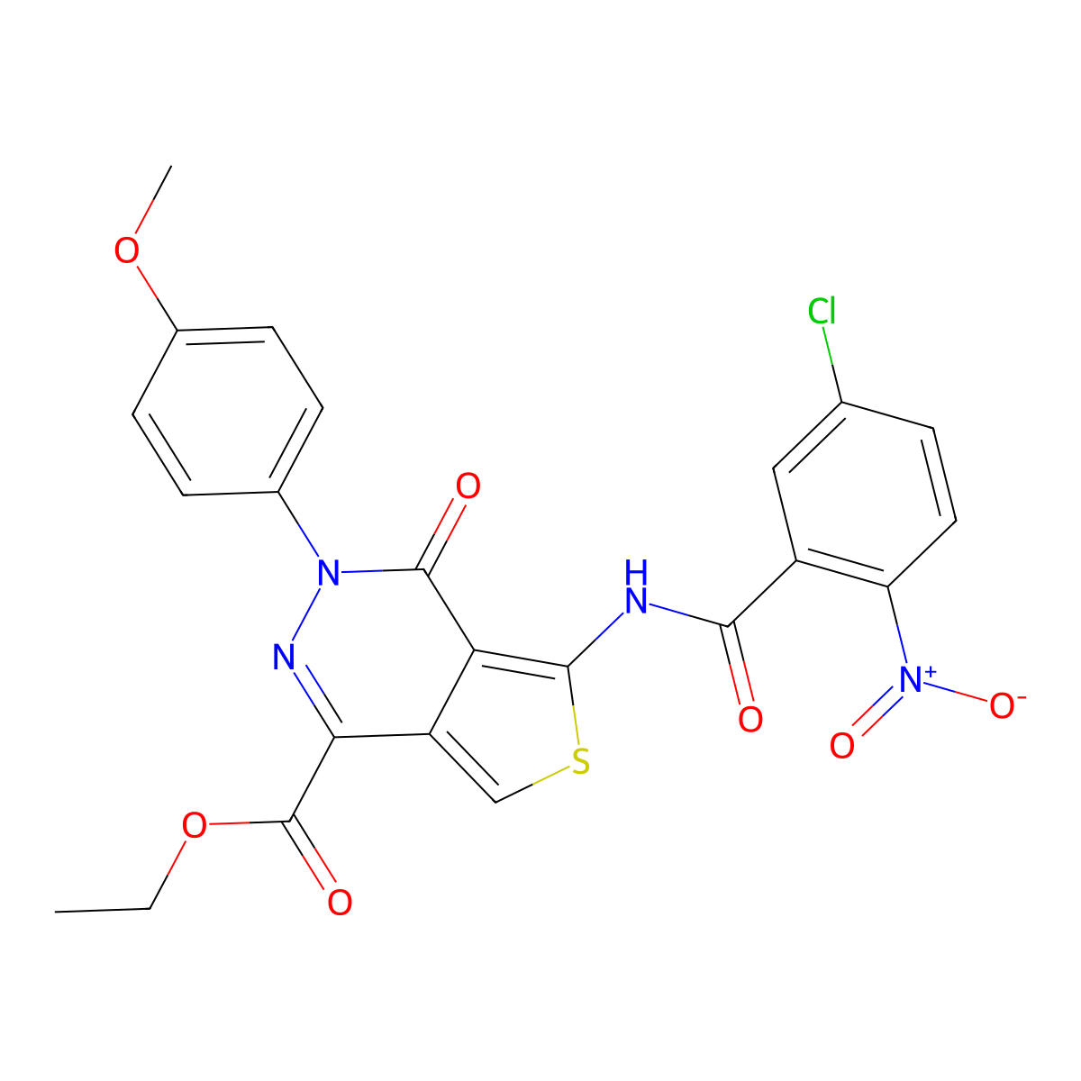 Ethyl 5-(5-chloro-2-nitrobenzamido)-3-(4-methoxyphenyl)-4-oxo-3,4-dihydrothieno[3,4-d]pyridazine-1-carboxylate molecular structure, CAS 851952-15-3