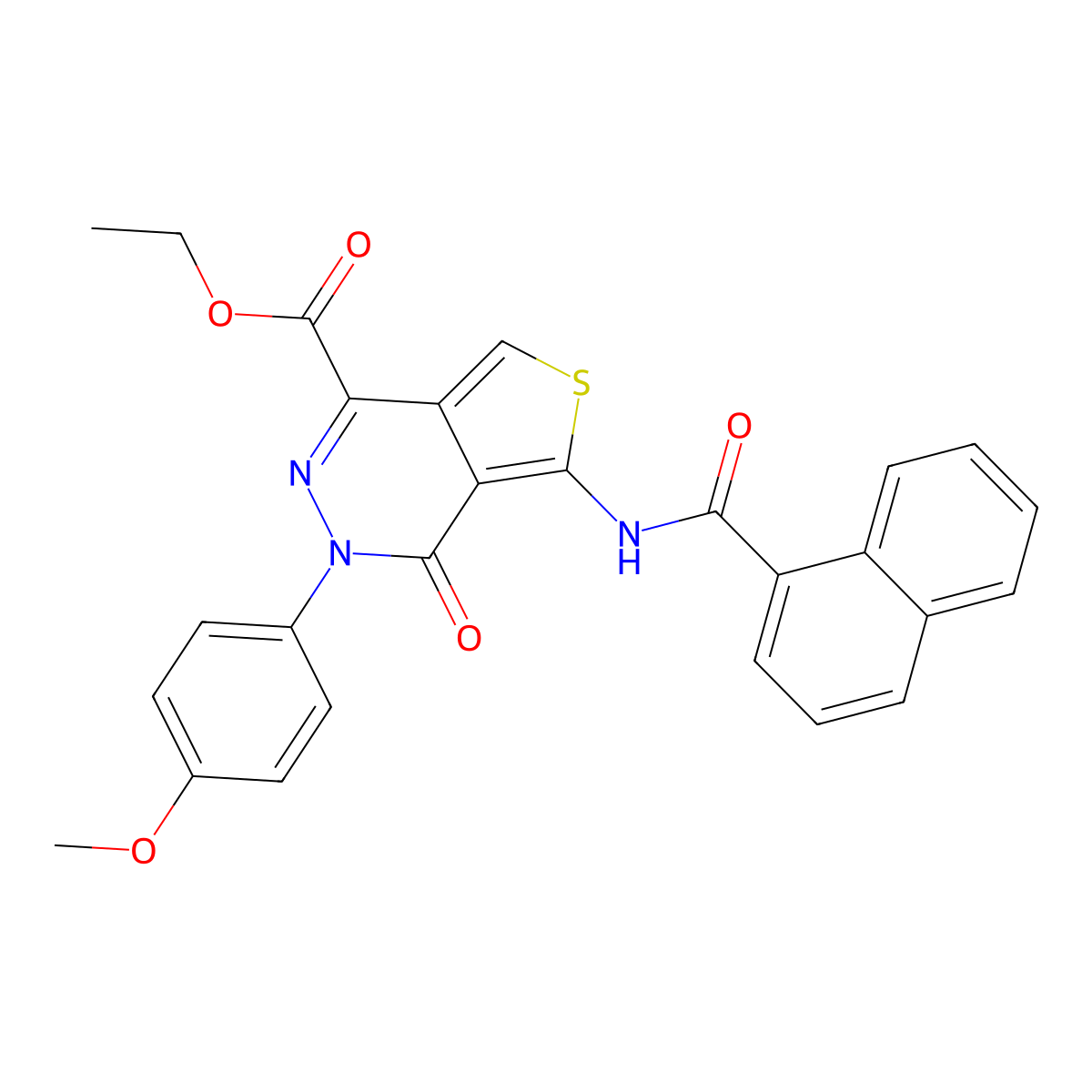 Ethyl 3-(4-methoxyphenyl)-5-(naphthalene-1-carbonylamino)-4-oxothieno[3,4-d]pyridazine-1-carboxylate molecular structure, CAS 851952-21-1