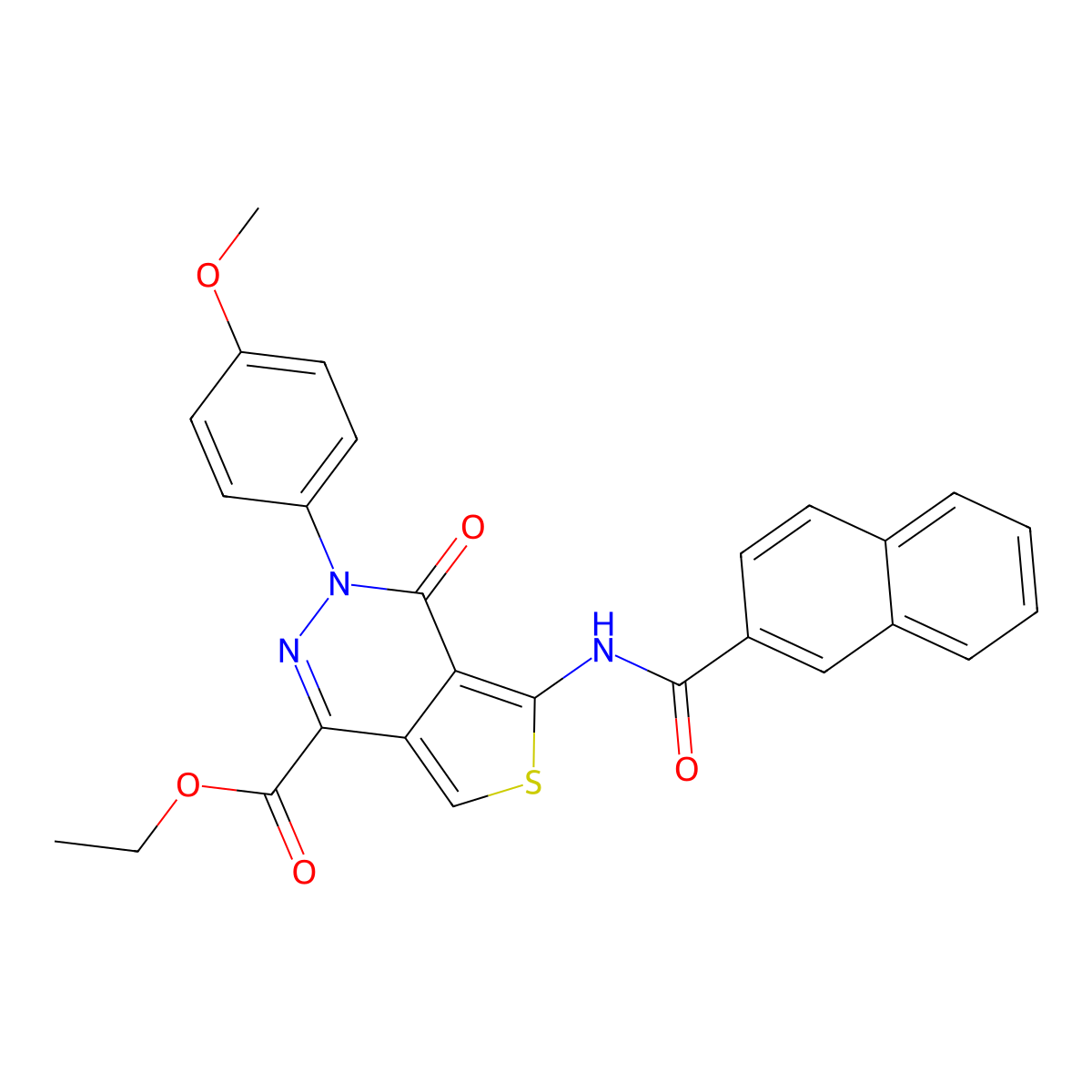Ethyl 3-(4-methoxyphenyl)-5-(naphthalene-2-carbonylamino)-4-oxothieno[3,4-d]pyridazine-1-carboxylate molecular structure, CAS 851952-22-2