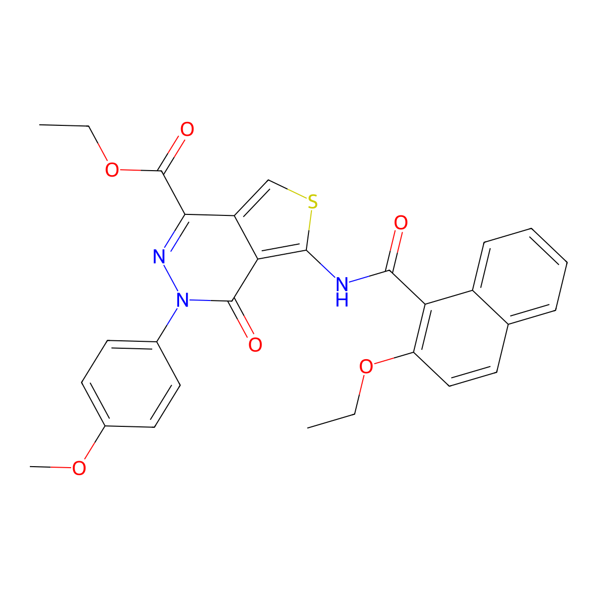Ethyl 5-[(2-ethoxynaphthalene-1-carbonyl)amino]-3-(4-methoxyphenyl)-4-oxothieno[3,4-d]pyridazine-1-carboxylate molecular structure, CAS 851952-23-3