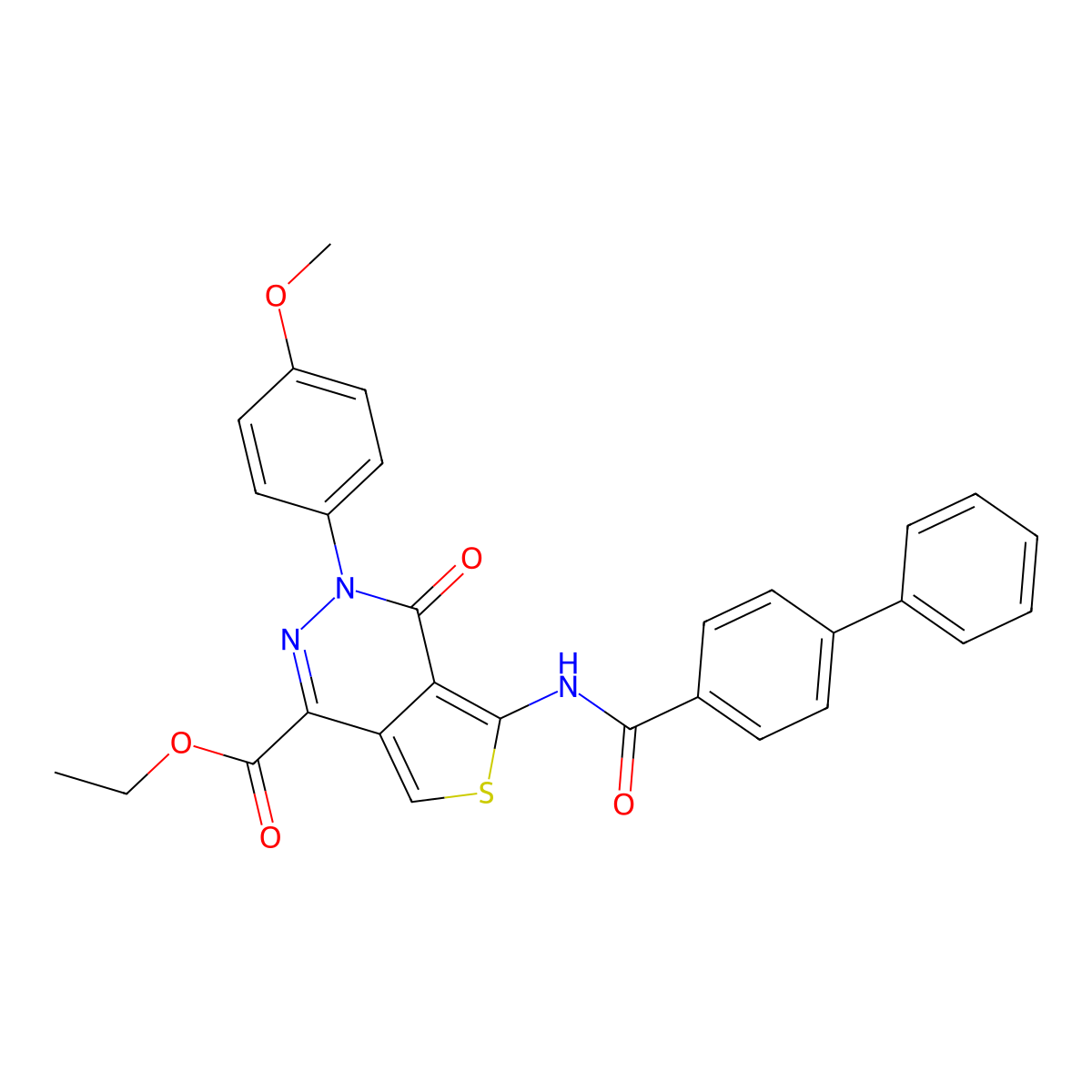 Ethyl 3-(4-methoxyphenyl)-4-oxo-5-[(4-phenylbenzoyl)amino]thieno[3,4-d]pyridazine-1-carboxylate molecular structure, CAS 851952-24-4