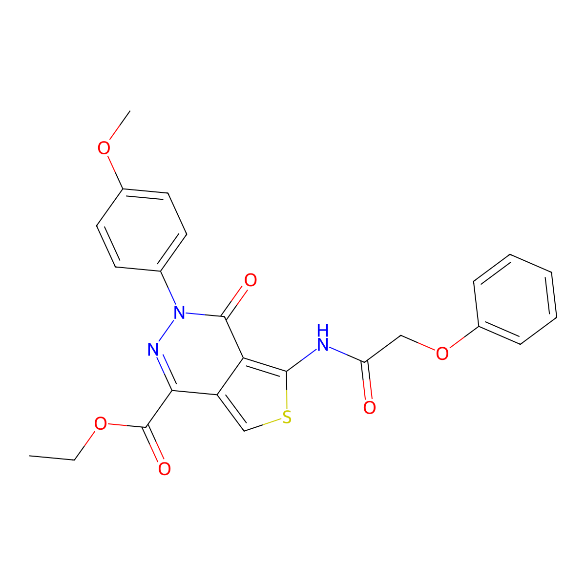 Ethyl 3-(4-methoxyphenyl)-4-oxo-5-[(2-phenoxyacetyl)amino]thieno[3,4-d]pyridazine-1-carboxylate molecular structure, CAS 851952-29-9
