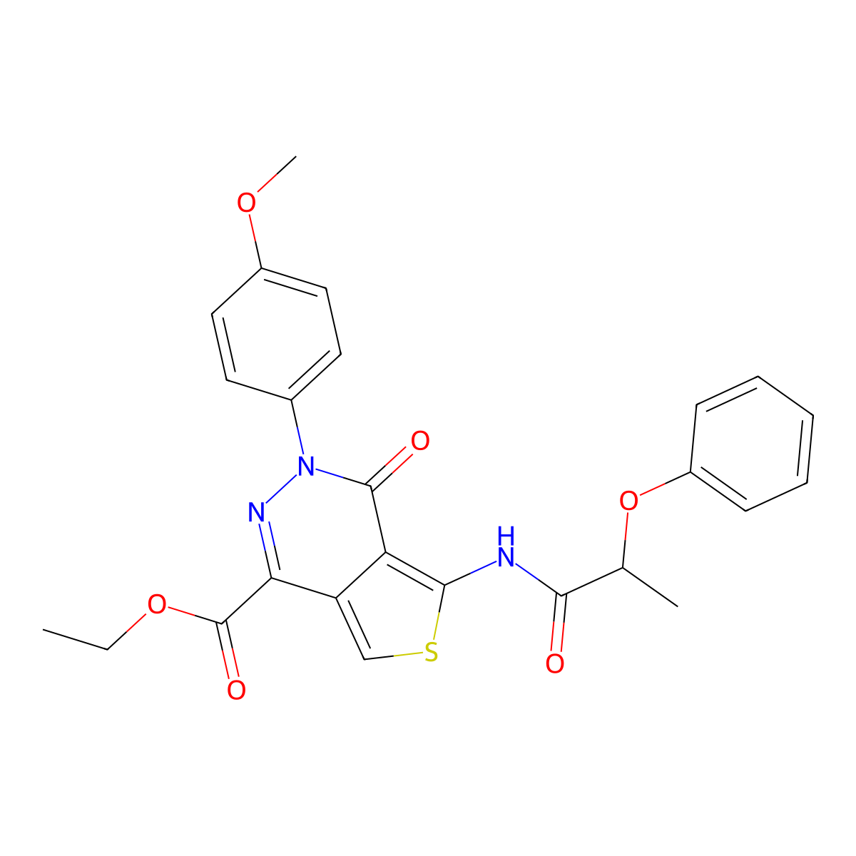 Ethyl 3-(4-methoxyphenyl)-4-oxo-5-(2-phenoxypropanoylamino)thieno[3,4-d]pyridazine-1-carboxylate molecular structure, CAS 851952-32-4