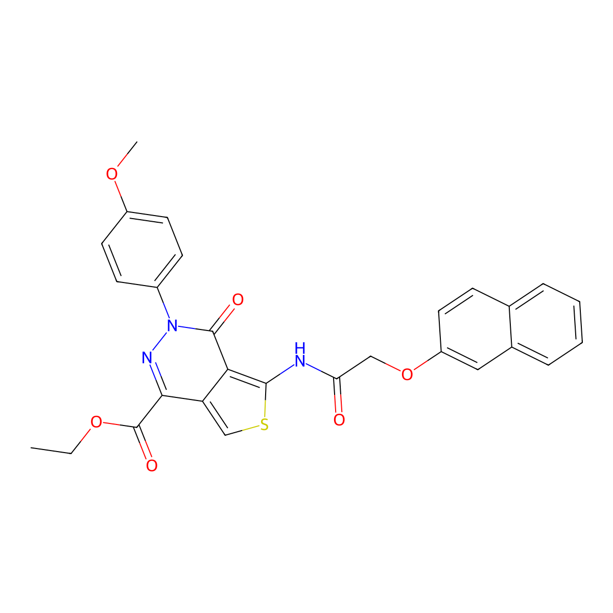 Ethyl 3-(4-methoxyphenyl)-5-[(2-naphthalen-2-yloxyacetyl)amino]-4-oxothieno[3,4-d]pyridazine-1-carboxylate molecular structure, CAS 851952-34-6
