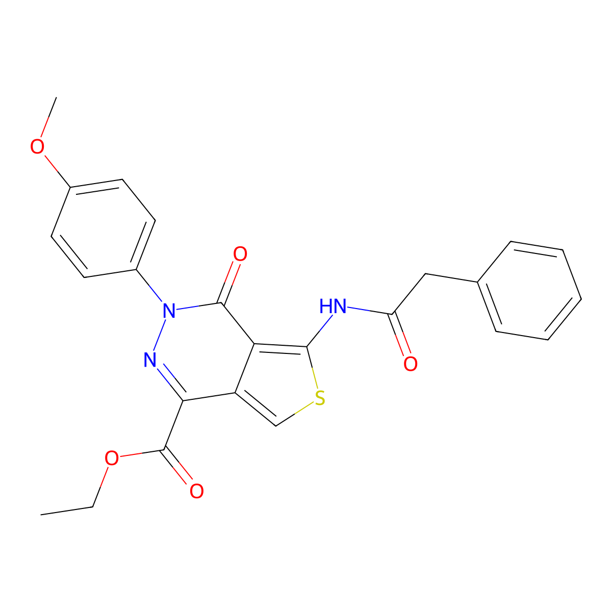 Ethyl 3-(4-methoxyphenyl)-4-oxo-5-[(2-phenylacetyl)amino]thieno[3,4-d]pyridazine-1-carboxylate molecular structure, CAS 851952-36-8