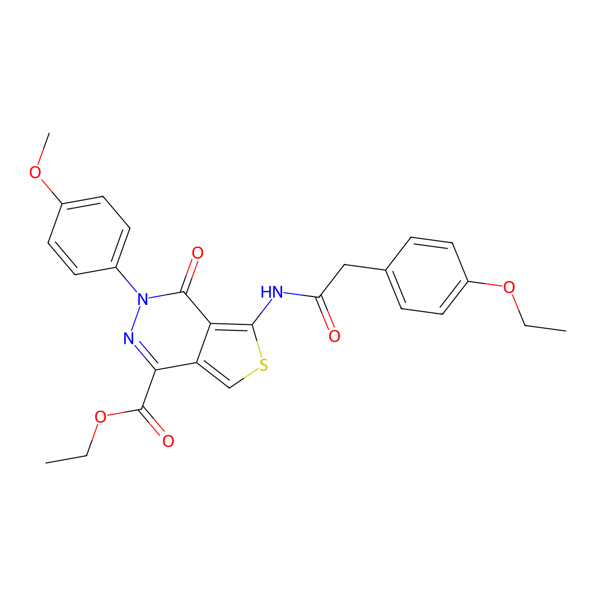 Ethyl 5-(2-(4-ethoxyphenyl)acetamido)-3-(4-methoxyphenyl)-4-oxo-3,4-dihydrothieno[3,4-d]pyridazine-1-carboxylate molecular structure, CAS 851952-39-1