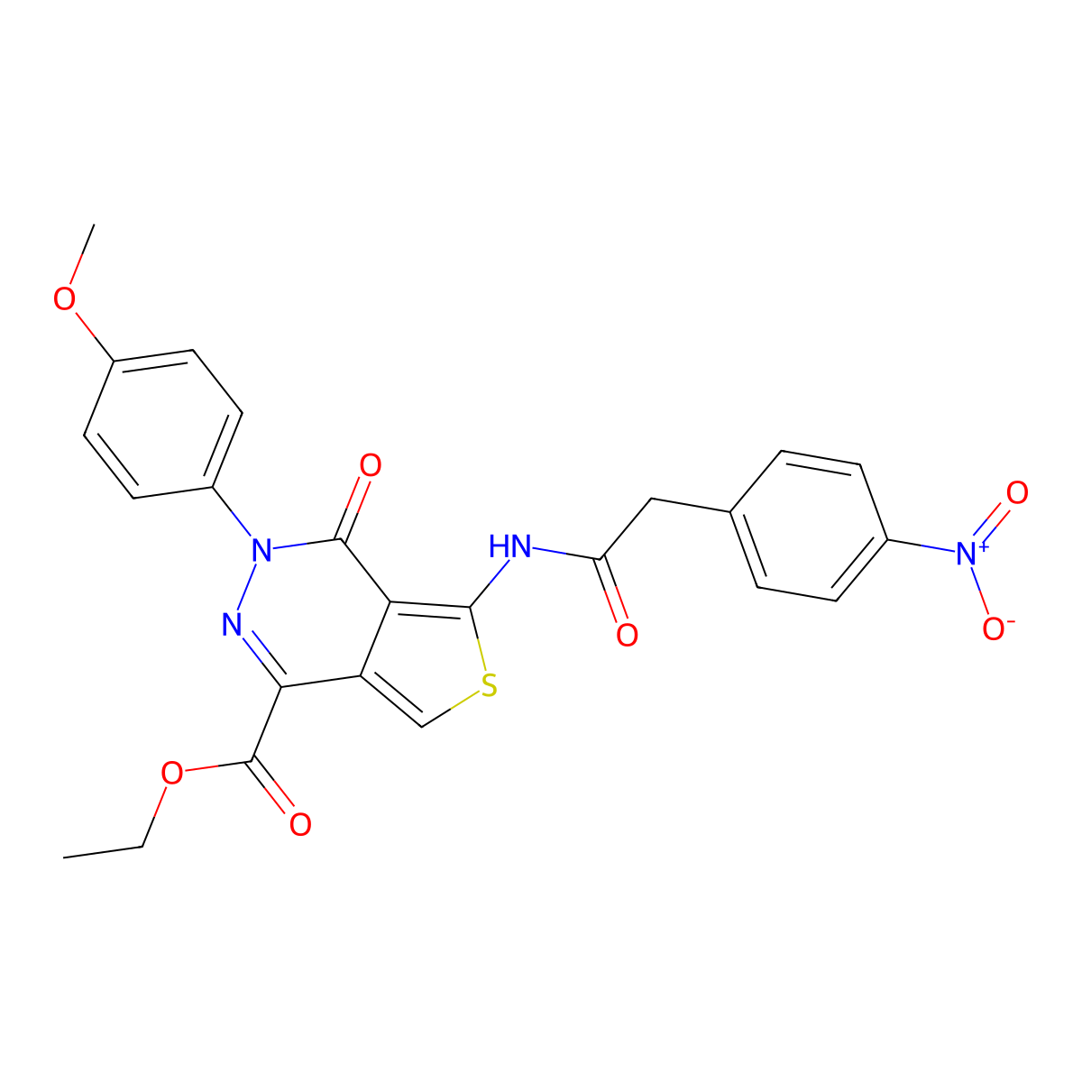 Ethyl 3-(4-methoxyphenyl)-5-(2-(4-nitrophenyl)acetamido)-4-oxo-3,4-dihydrothieno[3,4-d]pyridazine-1-carboxylate molecular structure, CAS 851952-42-6