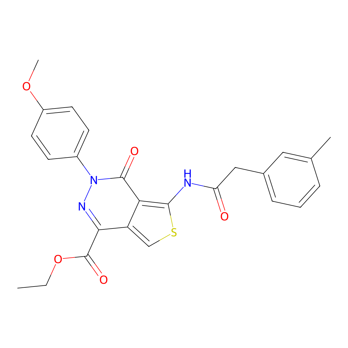 Ethyl 3-(4-methoxyphenyl)-4-oxo-5-(2-(m-tolyl)acetamido)-3,4-dihydrothieno[3,4-d]pyridazine-1-carboxylate molecular structure, CAS 851952-43-7
