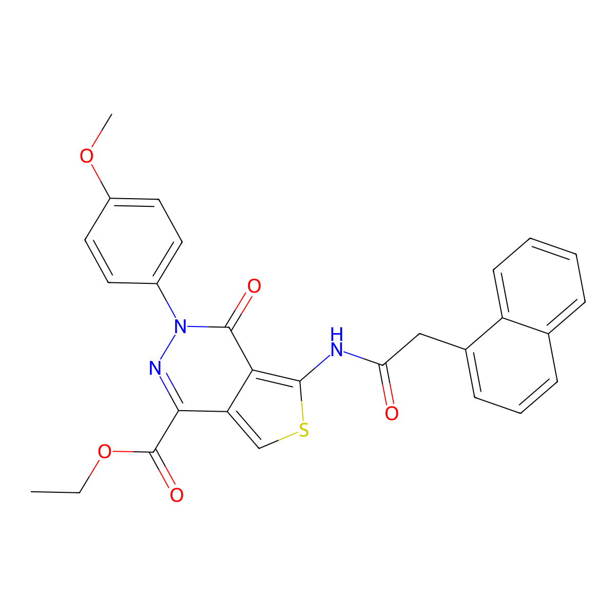 Ethyl 3-(4-methoxyphenyl)-5-(2-(naphthalen-1-yl)acetamido)-4-oxo-3,4-dihydrothieno[3,4-d]pyridazine-1-carboxylate molecular structure, CAS 851952-44-8