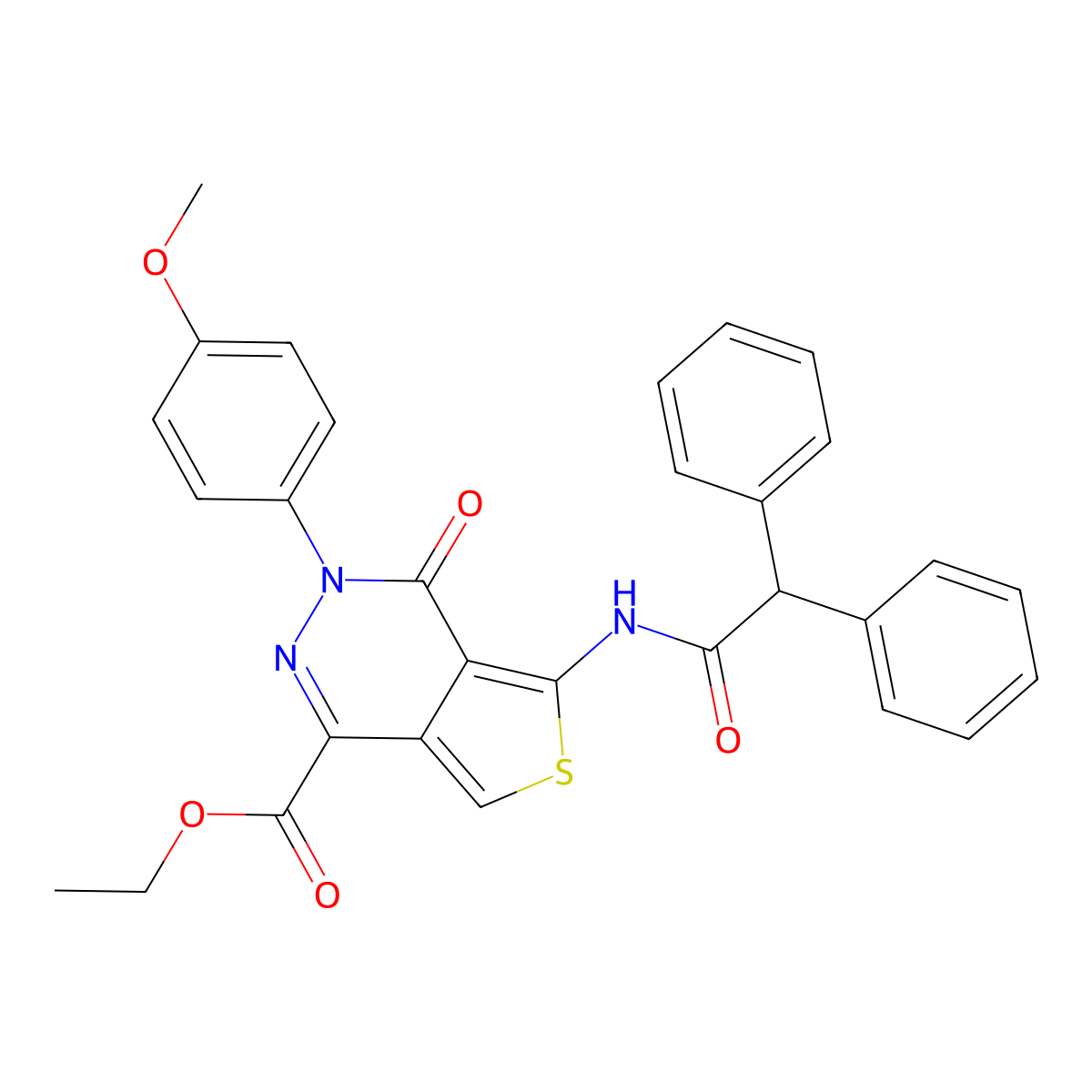 Ethyl 5-(2,2-diphenylacetamido)-3-(4-methoxyphenyl)-4-oxo-3,4-dihydrothieno[3,4-d]pyridazine-1-carboxylate molecular structure, CAS 851952-45-9