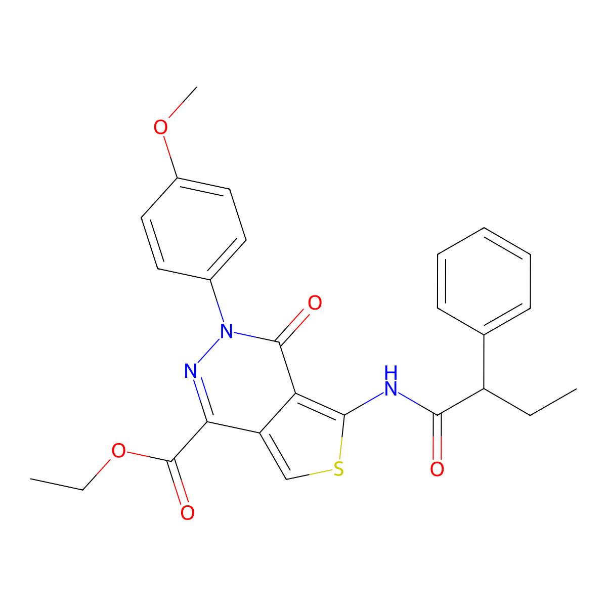 Ethyl 3-(4-methoxyphenyl)-4-oxo-5-(2-phenylbutanamido)-3,4-dihydrothieno[3,4-d]pyridazine-1-carboxylate molecular structure, CAS 851952-46-0