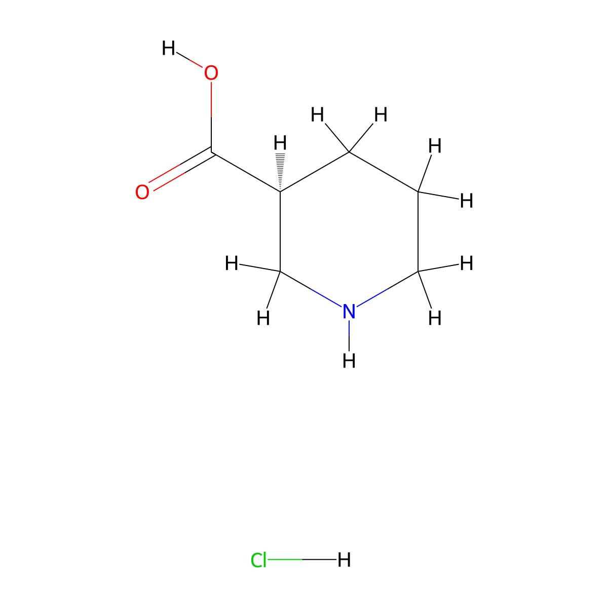 (3S)-piperidine-3-carboxylic acid hydrochloride molecular structure, CAS 851956-01-9