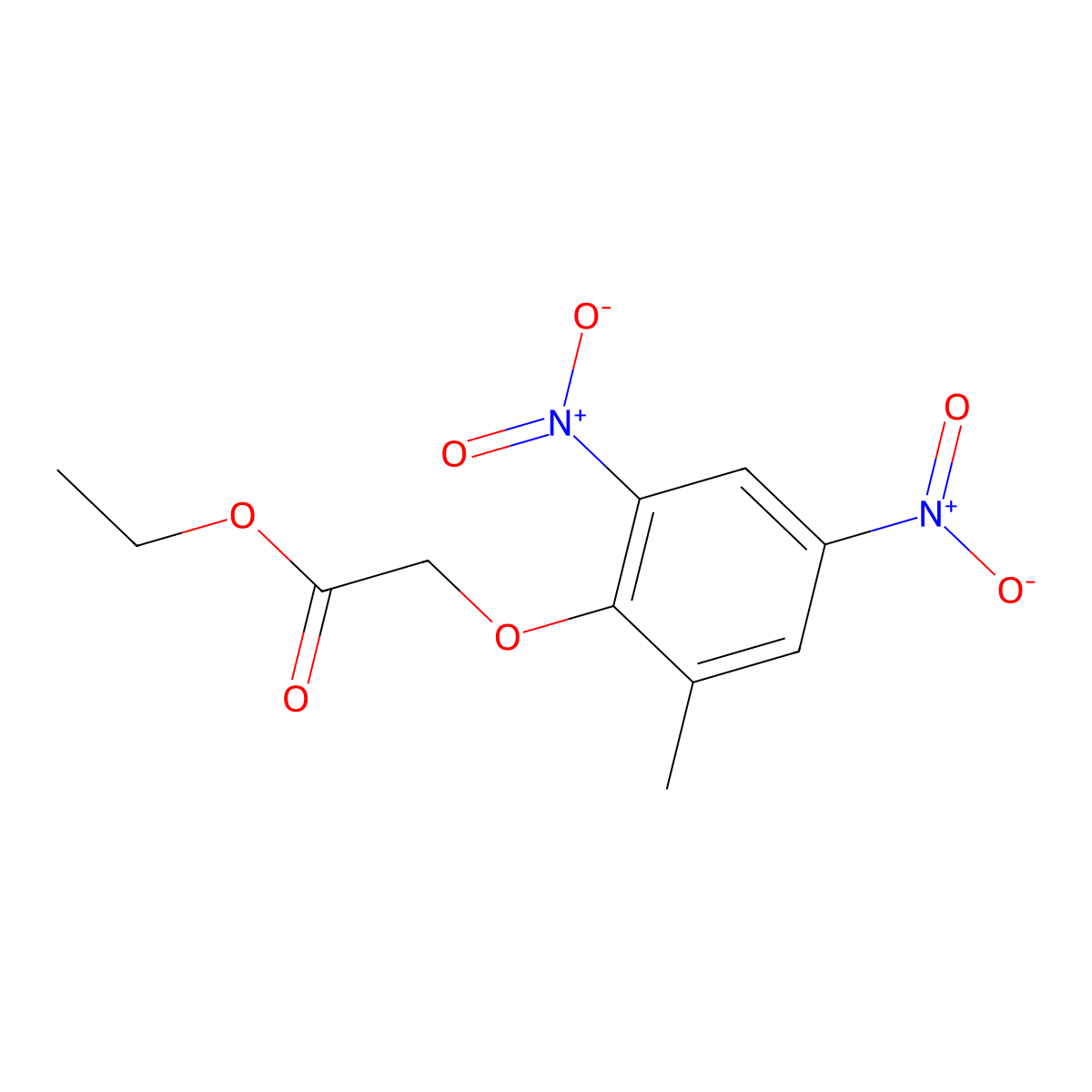 Ethyl (2-methyl-4,6-dinitrophenoxy)acetate molecular structure, CAS 85196-34-5