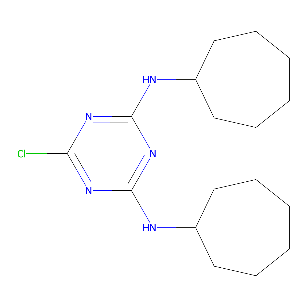 [1,3,5]Triazine-2,4-diamine, 6-chloro-N,N'-dicycloheptyl- molecular structure, CAS 85196-55-0