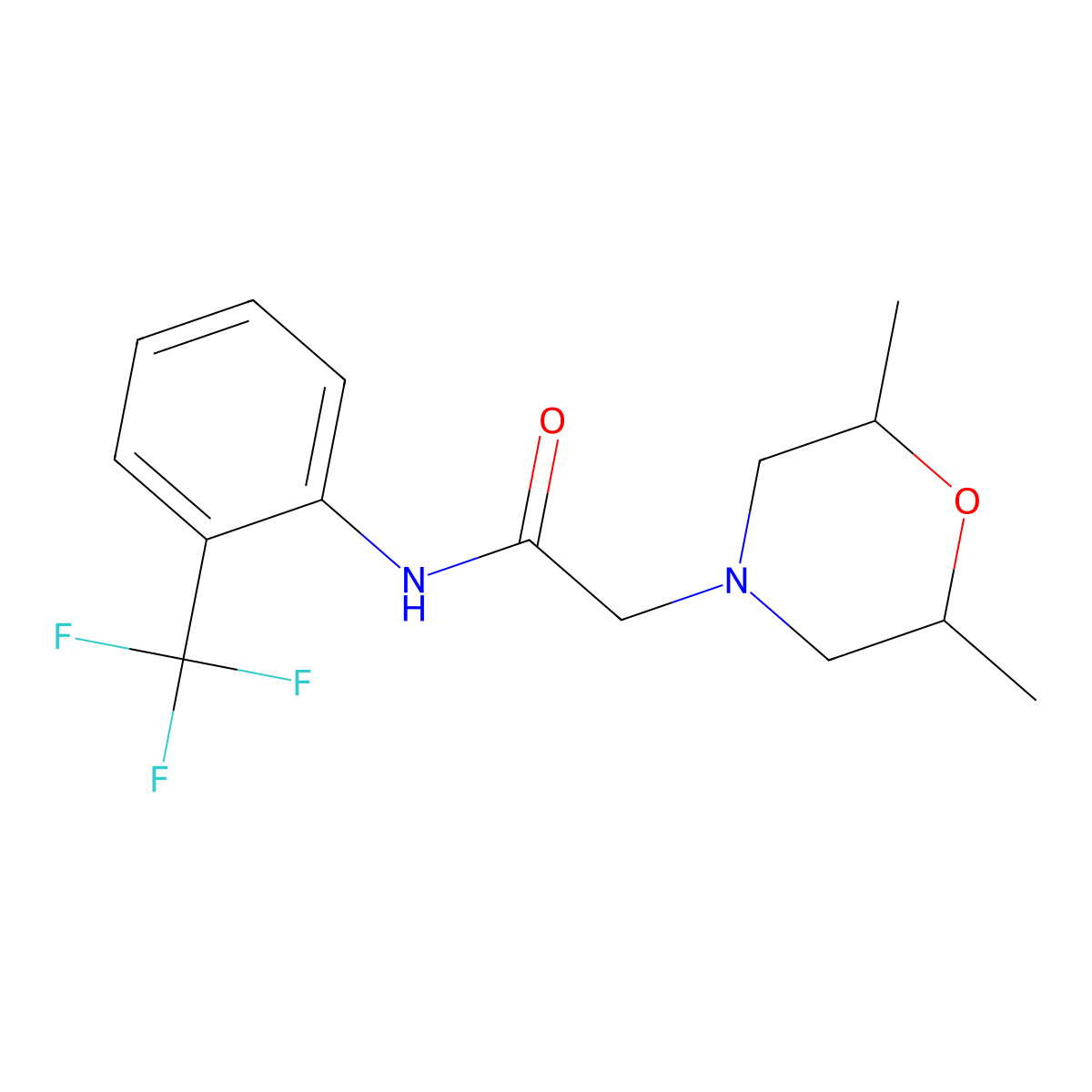 2-(2,6-dimethylmorpholin-4-yl)-N-[2-(trifluoromethyl)phenyl]acetamide molecular structure, CAS 851964-60-8