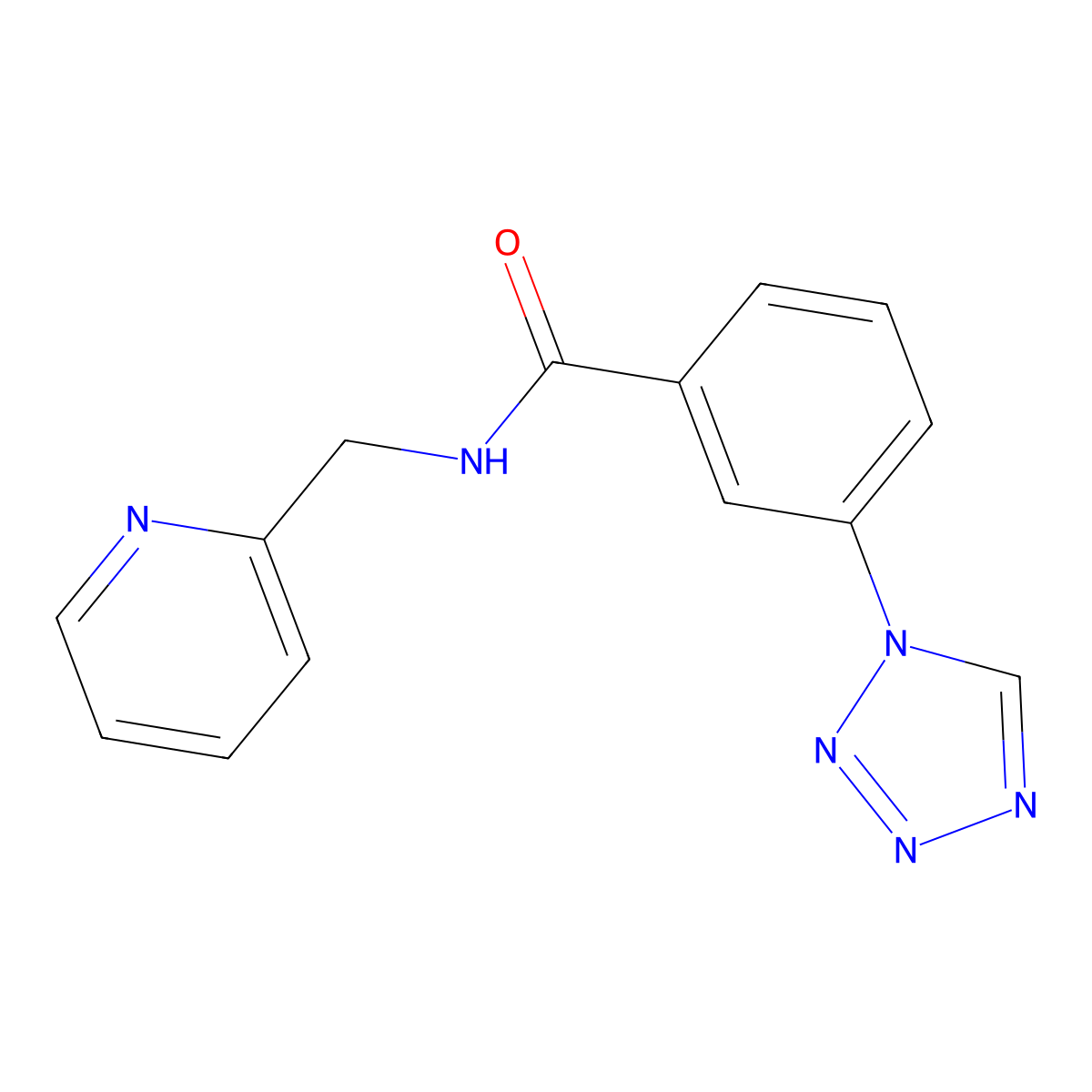 N-(pyridin-2-ylmethyl)-3-(1H-tetrazol-1-yl)benzamide molecular structure, CAS 851965-40-7