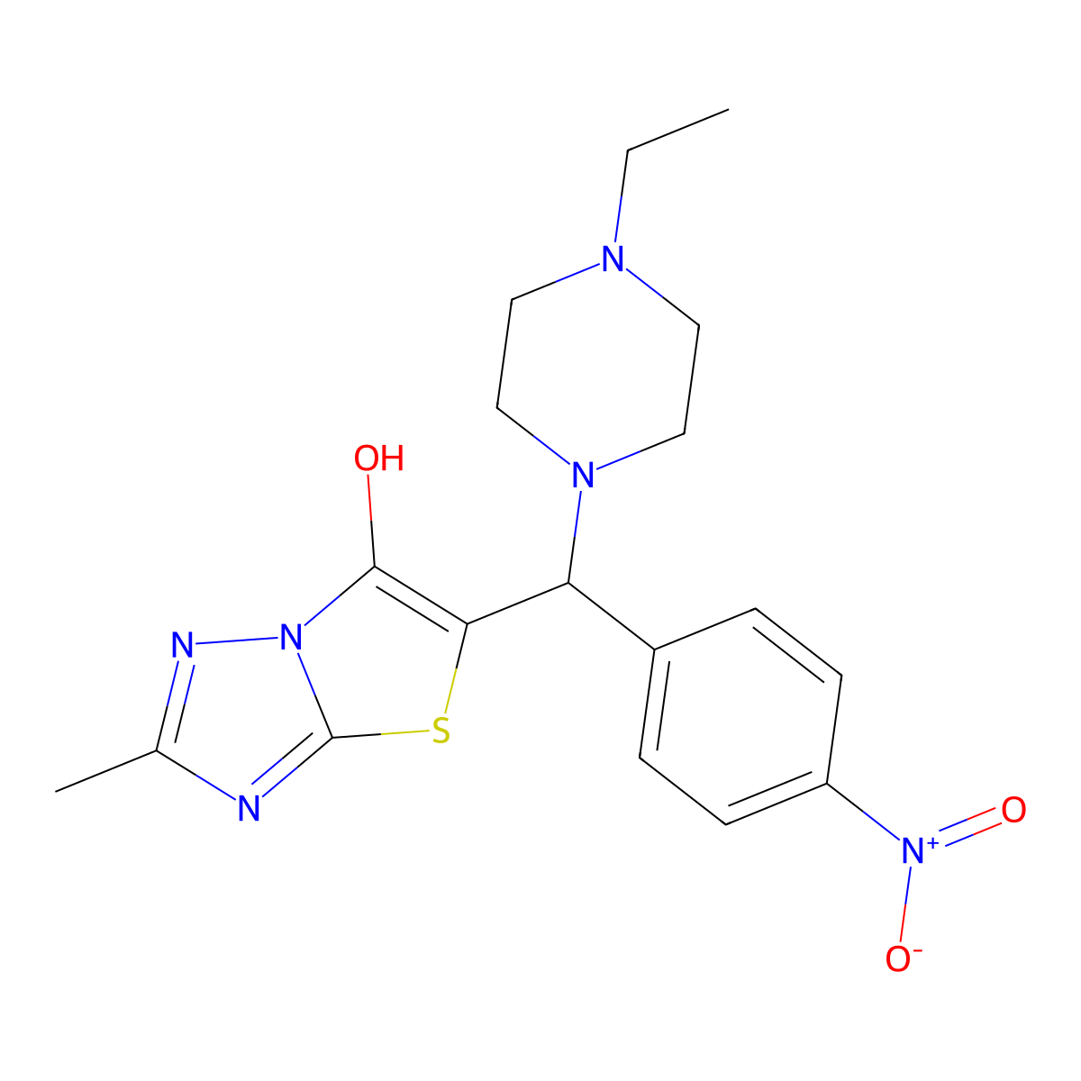 5-((4-Ethylpiperazin-1-yl)(4-nitrophenyl)methyl)-2-methylthiazolo[3,2-b][1,2,4]triazol-6-ol molecular structure, CAS 851969-17-0