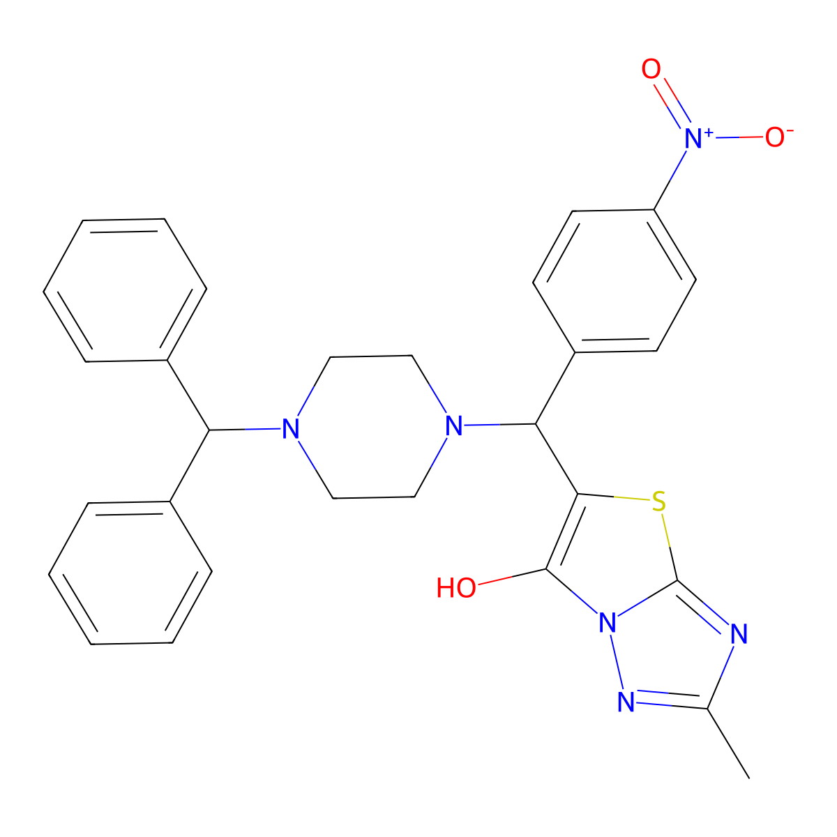 5-((4-Benzhydrylpiperazin-1-yl)(4-nitrophenyl)methyl)-2-methylthiazolo[3,2-b][1,2,4]triazol-6-ol molecular structure, CAS 851969-20-5