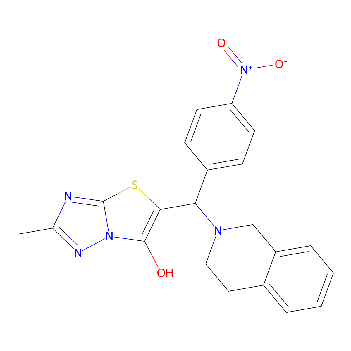 5-((3,4-dihydroisoquinolin-2(1H)-yl)(4-nitrophenyl)methyl)-2-methylthiazolo[3,2-b][1,2,4]triazol-6-ol molecular structure, CAS 851969-28-3