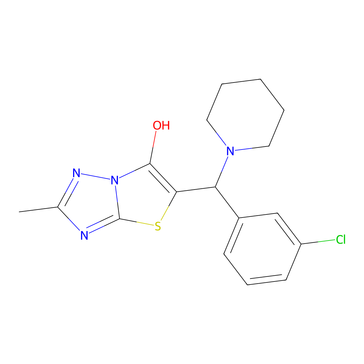 5-((3-Chlorophenyl)(piperidin-1-yl)methyl)-2-methylthiazolo[3,2-b][1,2,4]triazol-6-ol molecular structure, CAS 851969-29-4
