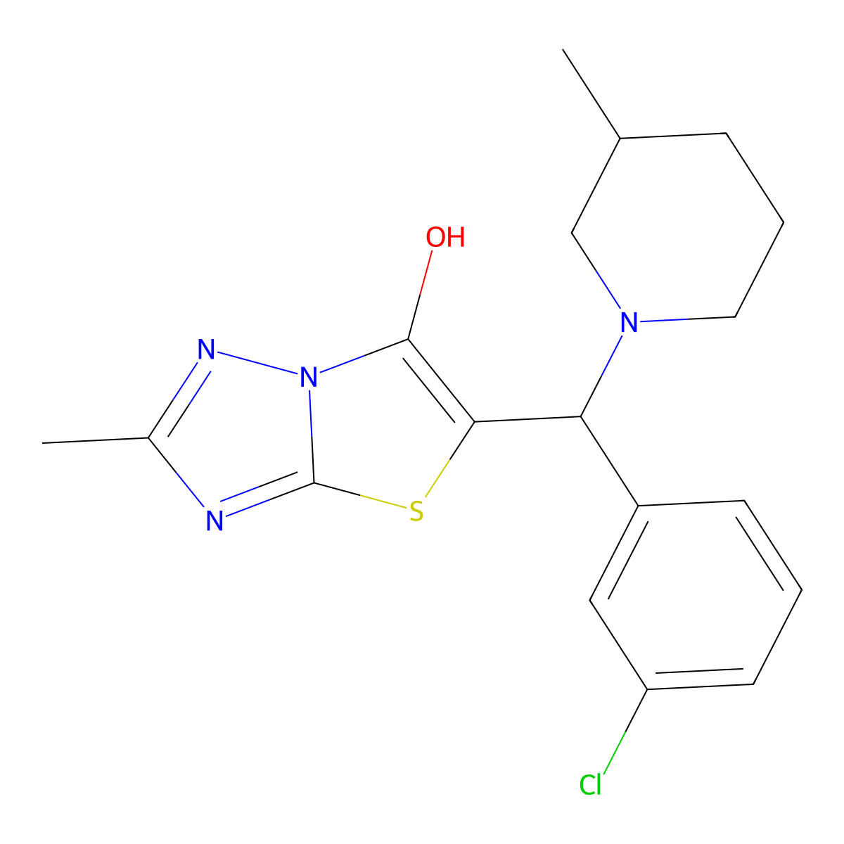 5-((3-Chlorophenyl)(3-methylpiperidin-1-yl)methyl)-2-methylthiazolo[3,2-b][1,2,4]triazol-6-ol molecular structure, CAS 851969-30-7