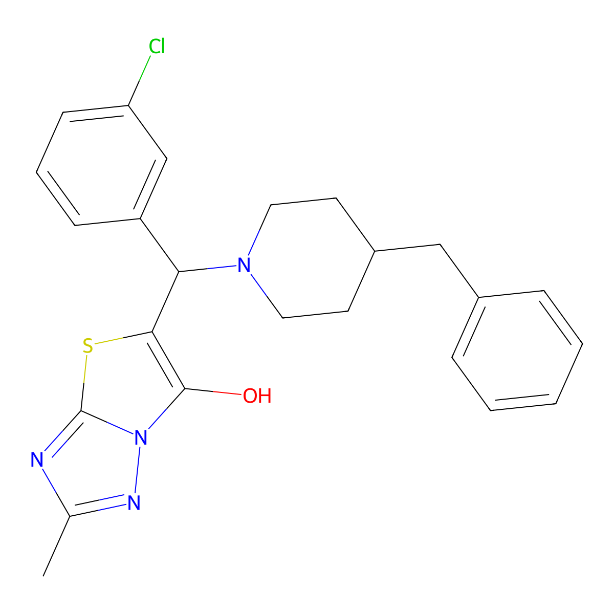 5-((4-Benzylpiperidin-1-yl)(3-chlorophenyl)methyl)-2-methylthiazolo[3,2-b][1,2,4]triazol-6-ol molecular structure, CAS 851969-36-3