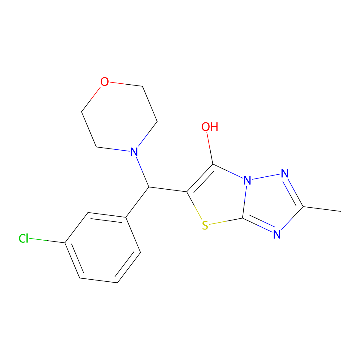 5-((3-Chlorophenyl)(morpholino)methyl)-2-methylthiazolo[3,2-b][1,2,4]triazol-6-ol molecular structure, CAS 851969-38-5