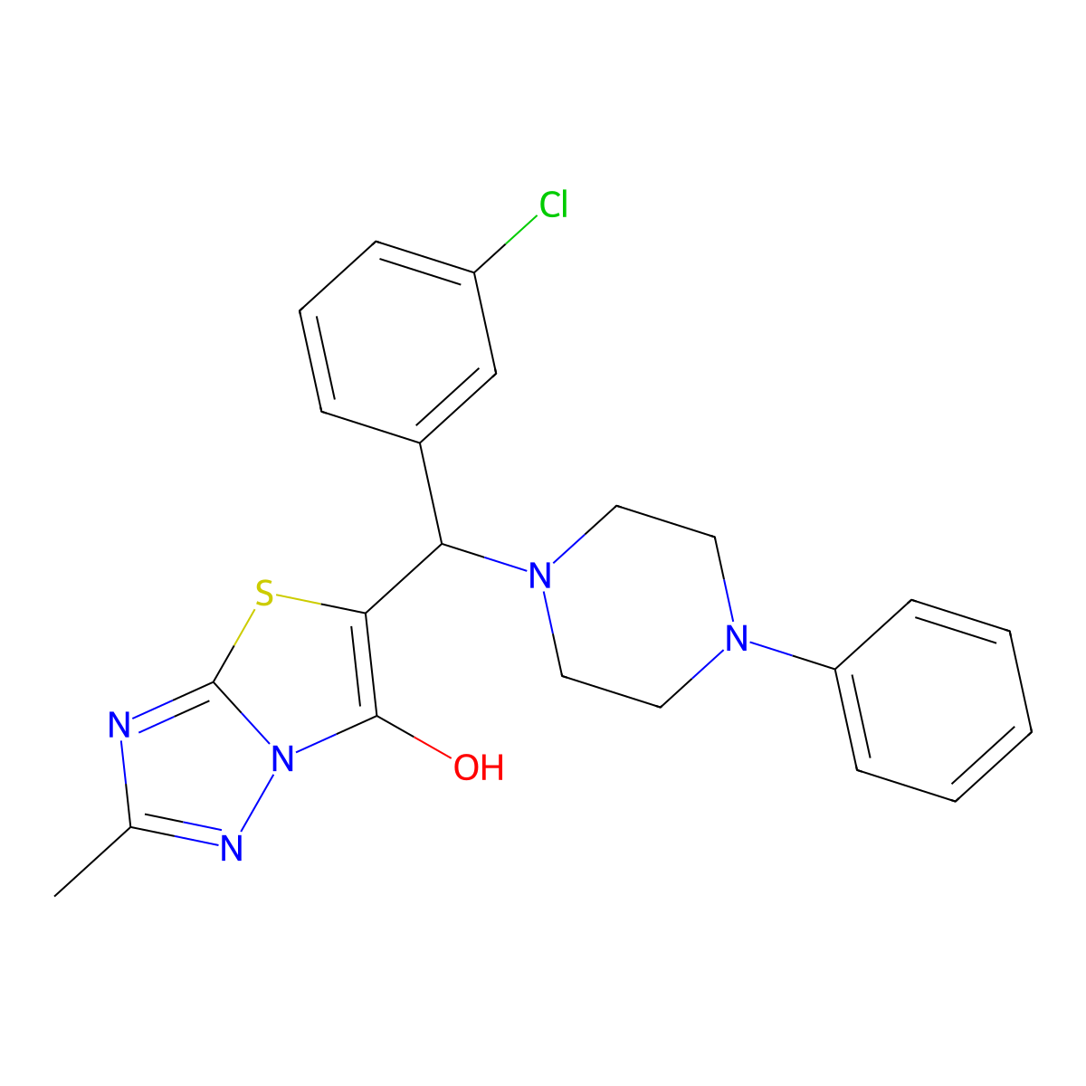 5-((3-Chlorophenyl)(4-phenylpiperazin-1-yl)methyl)-2-methylthiazolo[3,2-b][1,2,4]triazol-6-ol molecular structure, CAS 851969-41-0