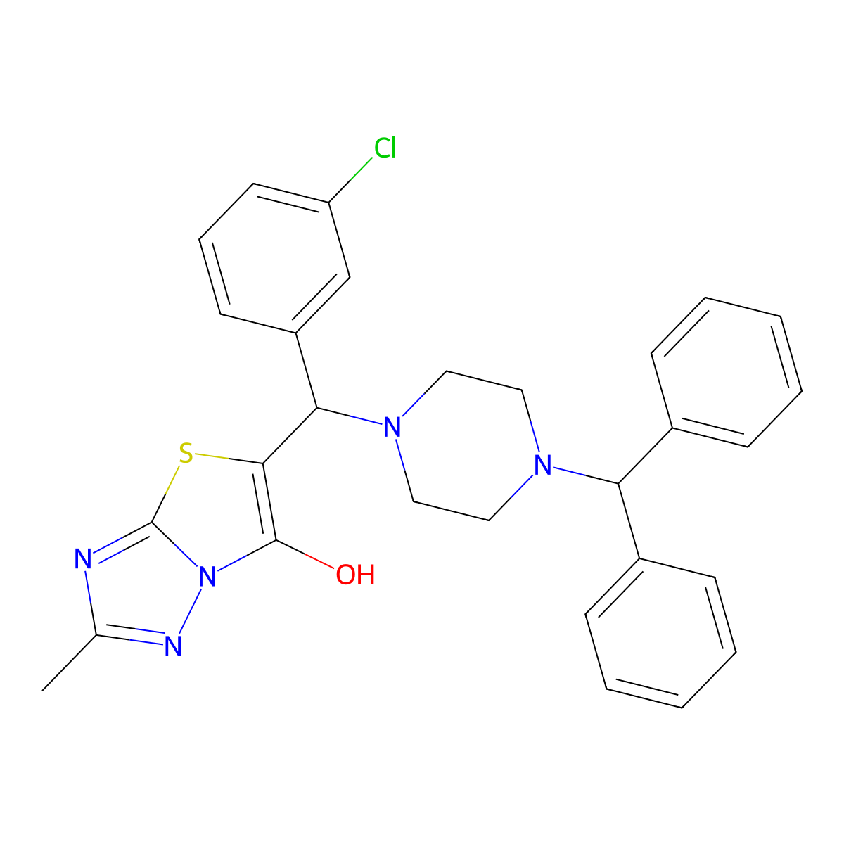 5-((4-Benzhydrylpiperazin-1-yl)(3-chlorophenyl)methyl)-2-methylthiazolo[3,2-b][1,2,4]triazol-6-ol molecular structure, CAS 851969-42-1
